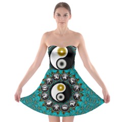 Yin Yang Horoscope Astrology Zodiac Signs Zodiac Strapless Bra Top Dress by Wegoenart