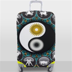 Yin Yang Horoscope Astrology Zodiac Signs Zodiac Luggage Cover (large) by Wegoenart