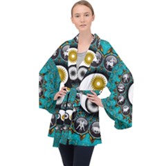 Yin Yang Horoscope Astrology Zodiac Signs Zodiac Long Sleeve Velvet Kimono  by Wegoenart