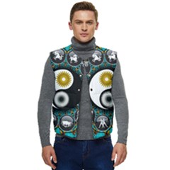 Yin Yang Horoscope Astrology Zodiac Signs Zodiac Men s Short Button Up Puffer Vest	