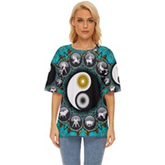 Yin Yang Horoscope Astrology Zodiac Signs Zodiac Oversized Basic Tee by Wegoenart