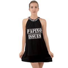 Papino Issues - Italian Humor Halter Tie Back Chiffon Dress by ConteMonfrey