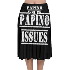 Papino Issues - Italian Humor Velvet Flared Midi Skirt by ConteMonfrey