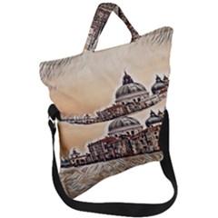 Boat In Venice San Mark`s Basilica - Italian Tour Vintage Fold Over Handle Tote Bag by ConteMonfrey