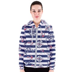 Seamless Marine Pattern Women s Zipper Hoodie