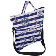 Seamless Marine Pattern Fold Over Handle Tote Bag by BangZart