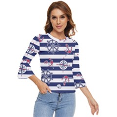 Seamless Marine Pattern Bell Sleeve Top