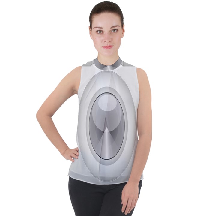 Washing Machine Cartoon Drawing Vector Mock Neck Chiffon Sleeveless Top