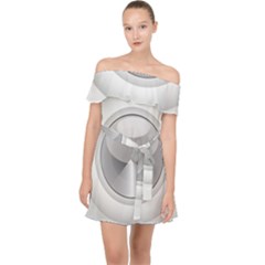 Washing Machine Cartoon Drawing Vector Off Shoulder Chiffon Dress