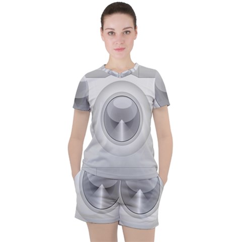 Washing Machine Cartoon Drawing Vector Women s Tee And Shorts Set by Jancukart