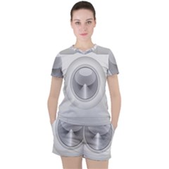 Washing Machine Cartoon Drawing Vector Women s Tee And Shorts Set