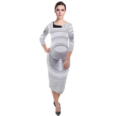 Washing Machine Cartoon Drawing Vector Quarter Sleeve Midi Velour Bodycon Dress by Jancukart