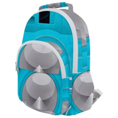 Blue Washing Machine, Electronics Rounded Multi Pocket Backpack