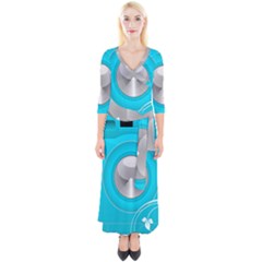 Blue Washing Machine, Electronics Quarter Sleeve Wrap Maxi Dress