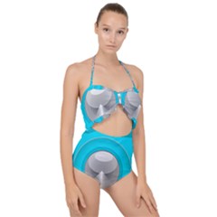 Blue Washing Machine, Electronics Scallop Top Cut Out Swimsuit