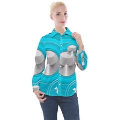 Blue Washing Machine, Electronics Women s Long Sleeve Pocket Shirt