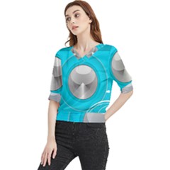 Blue Washing Machine, Electronics Quarter Sleeve Blouse