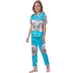 Blue Washing Machine, Electronics Kids  Satin Short Sleeve Pajamas Set by Jancukart