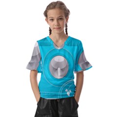 Blue Washing Machine, Electronics Kids  V-neck Horn Sleeve Blouse