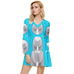 Blue Washing Machine, Electronics Tiered Long Sleeve Mini Dress