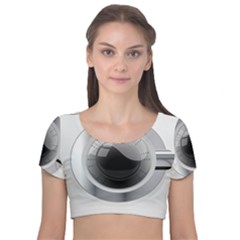 Washing Machines Home Electronic Velvet Short Sleeve Crop Top 