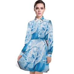 Silver Framed Washing Machine Animated Long Sleeve Chiffon Shirt Dress