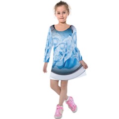 Silver Framed Washing Machine Animated Kids  Long Sleeve Velvet Dress