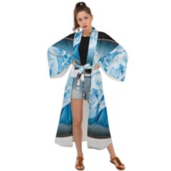 Silver Framed Washing Machine Animated Maxi Kimono by Jancukart