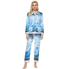 Silver Framed Washing Machine Animated Womens  Long Sleeve Velvet Pocket Pajamas Set by Jancukart