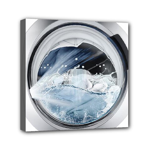 Gray Washing Machine Illustration Mini Canvas 6  X 6  (stretched)