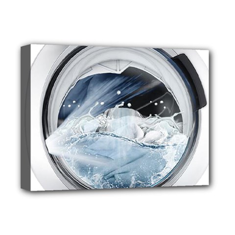 Gray Washing Machine Illustration Deluxe Canvas 16  X 12  (stretched)  by Jancukart