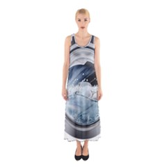 Gray Washing Machine Illustration Sleeveless Maxi Dress