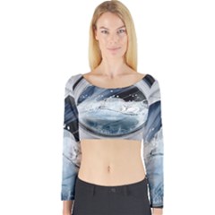 Gray Washing Machine Illustration Long Sleeve Crop Top