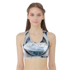 Gray Washing Machine Illustration Sports Bra With Border