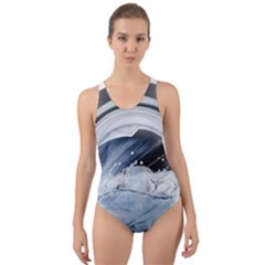 Gray Washing Machine Illustration Cut-out Back One Piece Swimsuit