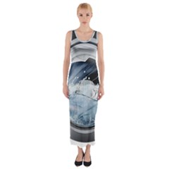 Gray Washing Machine Illustration Fitted Maxi Dress