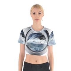 Gray Washing Machine Illustration Cotton Crop Top