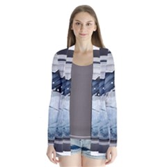 Gray Washing Machine Illustration Drape Collar Cardigan