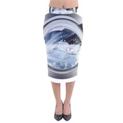 Gray Washing Machine Illustration Velvet Midi Pencil Skirt by Jancukart