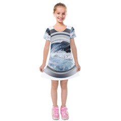 Gray Washing Machine Illustration Kids  Short Sleeve Velvet Dress