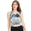 Gray Washing Machine Illustration V-Neck Cropped Tank Top View1