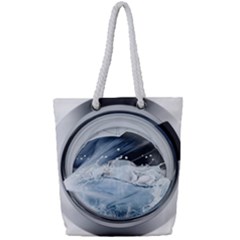 Gray Washing Machine Illustration Full Print Rope Handle Tote (small)