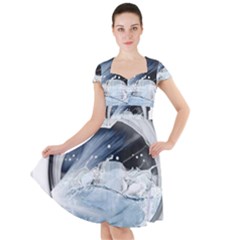 Gray Washing Machine Illustration Cap Sleeve Midi Dress