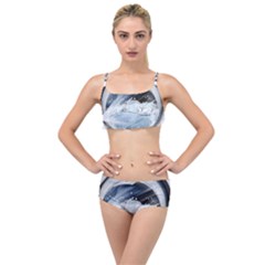 Gray Washing Machine Illustration Layered Top Bikini Set