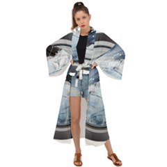 Gray Washing Machine Illustration Maxi Kimono