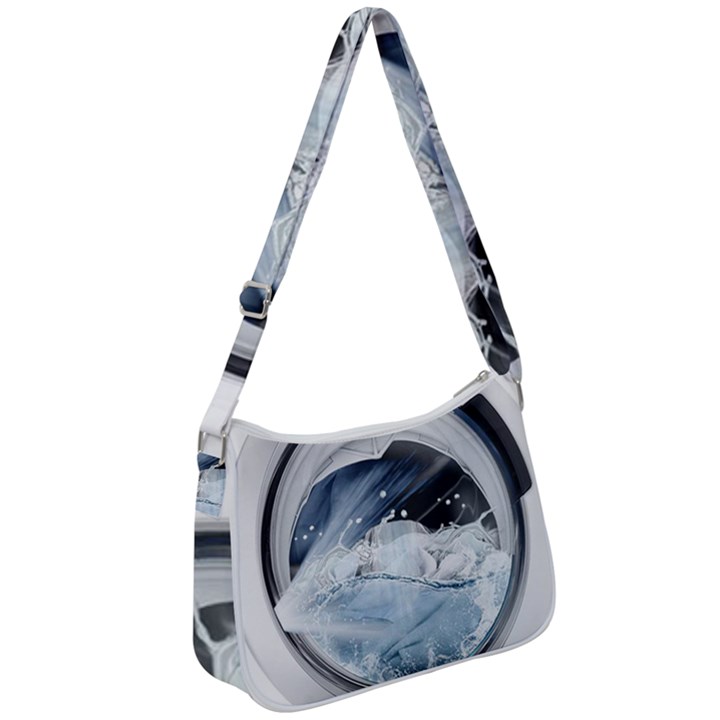 Gray Washing Machine Illustration Zip Up Shoulder Bag