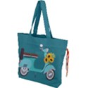 Blue Vespa Taking Flowers To You  Drawstring Tote Bag View1