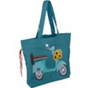 Blue Vespa Taking Flowers To You  Drawstring Tote Bag View2