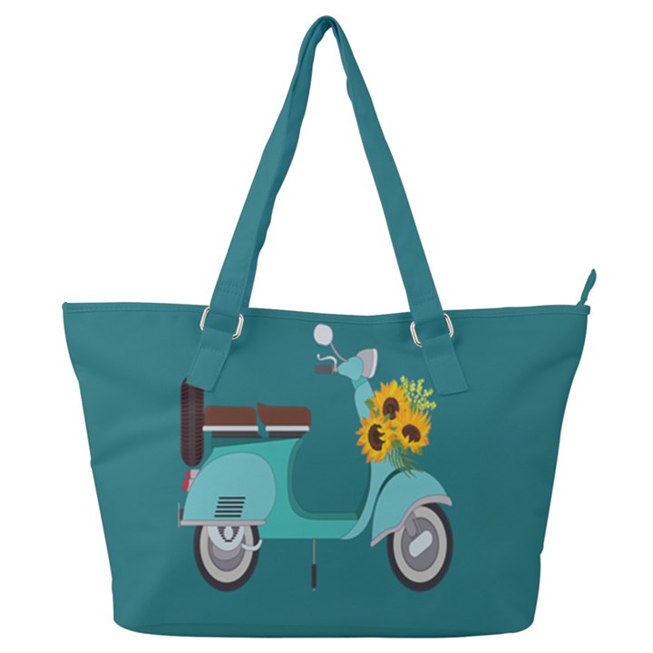 Blue Vespa Taking Flowers To You  Full Print Shoulder Bag