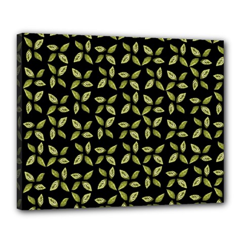 Leaves Motif Random Print Pattern Canvas 20  X 16  (stretched) by dflcprintsclothing